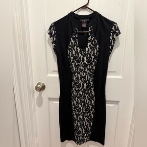 NWOT but never worn . Elegant Black and White midi Lace Dress